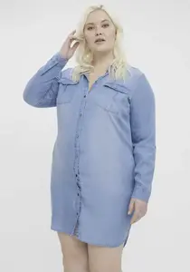 Джинсовое платье Vero Moda Curve "VMSILA LS SHORT DRESS MIX GA CURVE NOOS", голубой