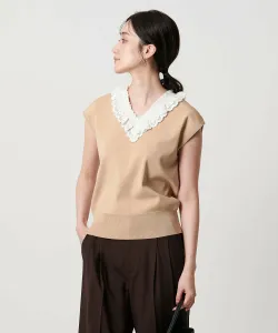 Жилет с кружевной оборкой и фестончатым краем - можно стирать United Arrows, цвет Beige