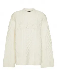 Свитер фактурной вязки с круглым вырезом Rotate Birger Christensen, белый