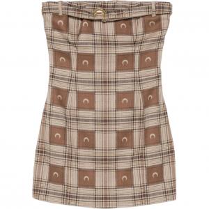 Мини-платье Moon Check жаккард Marine Serre, светло-коричневый