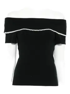 Блузка с открытыми плечами, украшенная бисером By Malene Birger, черный