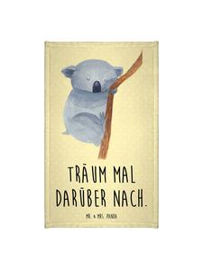 Mr. & Mrs. Panda Полотенце с изображением коалы и надписью, выполненное в пастельно-желтых тонах