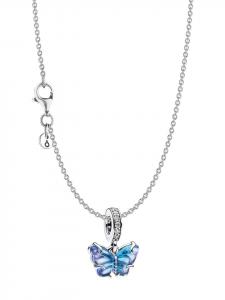 Pandora Женское ожерелье с бабочками из муранского стекла синего цвета