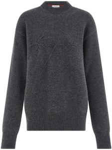 Ferragamo свитер с круглым вырезом из натуральной шерсти, серый