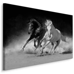 Картина на холсте Muralo Gallop Pferde Tiere Sand 3D, 40x30x30 см цвет schwarz/grau/weiß