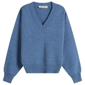 Вязаный джемпер с V-образным вырезом Róhe, denim синий melange