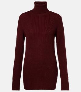 Вязаный ребристый водолазка из шерсти Dries Van Noten, Wine