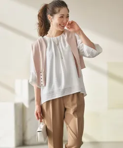 Блузка с жаккардовой отделкой и складками на рукавах Suite L, цвет Ivory [002]