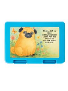 Mr. & Mrs. Panda Дизайн бенто-бокса с изображением мопса и надписью белого цвета