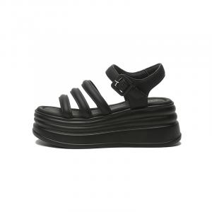 DAPHNE Сандалии женские с одним ремешком, 7,2 см, черные/бежевые