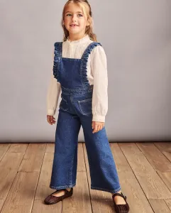 Детский джинсовый комбинезон с воланами и передними карманами Coconut El Corte Inglés, нежно-синий