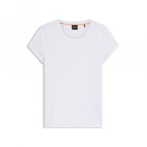 Футболка приталенного кроя с вышитым логотипом из эластичного хлопка BOSS, белый