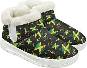 Женские зимние ботинки JoyLamoria с американским флагом, плоской подошвой, милые, устойчивые к скольжению, удобные, короткие для улицы, Jamaican Music Notes