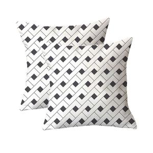 Декоративная наволочка, набор из 2 квадратных диванных подушек, чехол из плюшевого волокна для дивана, дивана, гостиной, 45 см x 45 см, черный и белый, 39 # CANDeal