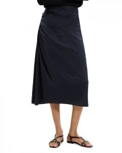 Жатовая миди-юбка с защипами из сатина Theory, синий