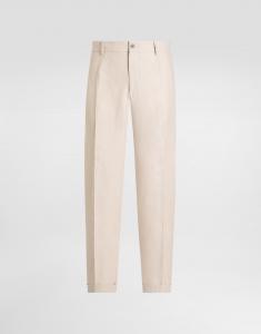 Льняные брюки с отворотами Dolce & Gabbana, бежевый