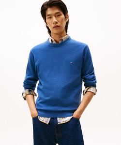 Свитер с круглым вырезом из хлопка, шелка и кашемира