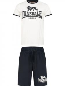 Lonsdale Спортивный костюм "Maist: футболка и шорты, стандартный крой" белого цвета