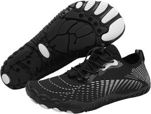 Босоножки для походов для женщин и мужчин, быстросохнущая дышащая нескользящая спортивная обувь, легкие водные обувь с широким носком для плавания, бассейна, пляжа, серфинга, прогулок, водной йоги, реки, озера, походов, каякинга Rianclud, Black