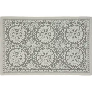 Внутренний ковер для улицы и двора с медальоном в рамке-вертушке Safavieh, серый, 77x153 см