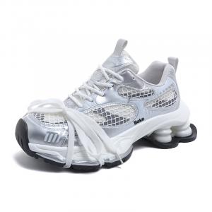 BAKE Дышащие легкие низкие кроссовки на платформе для увеличения роста женские белые, цвет White