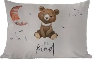 Подушка для улицы - Пословицы - Быть ребенком - Дети - Плюшевый мишка - Акварель - 50x30 см - Устойчива к погодным условиям - Подушка для отдыха - Подушка для дивана - Украшение для гостиной MuchoWow