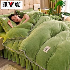 Yalu Пододеяльник 200х230 см из молочного велюра, двусторонний фланелевый, цвет авокадо