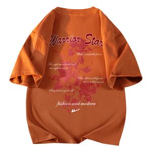 Футболка с рукавом дроп-шоулдер женская WARRIOR, оранжевый (heavyweight and 100% cotton)