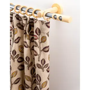 Карниз PANDORA Ø 20 мм, 1-рядный с желаемой длиной, комплект для штор, внутренний бегунок, удлиняемый, с пуговицей и вырезами Garesa, Mattchromfarben/natur