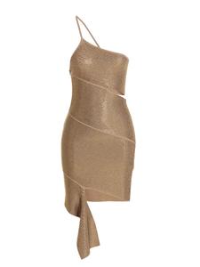 Платье на одно плечо с пайетками ANDREĀDAMO, бежевый