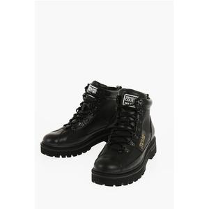 JEANS COUTURE Кожаные и тканевые армейские ботинки SYRIUS с Co Versace, Black