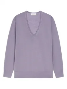 Свитер из мериносовой шерсти с V-образным вырезом DRIES VAN NOTEN, фиолетовый