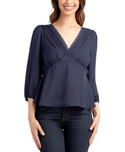 Детская блузка с рукавами 3/4, плиссировкой и V-образным вырезом BCX, Navy