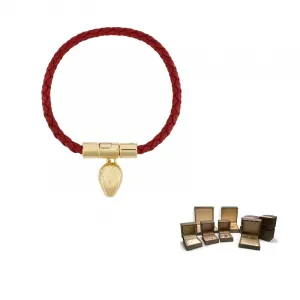 BVLGARI Браслеты из телячьей кожи, позолоченная латунь, унисекс, красный