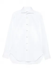 Хлопковая рубашка с длинными рукавами Kiton, белый