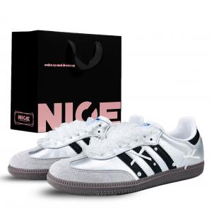 Adidas Originals Женские кроссовки для скейтбординга SAMBA OG, устойчивые к истиранию, серебристо-черные