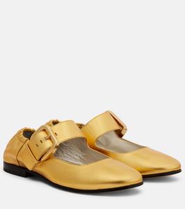 Эйми металлик кожаные балетки Mary Jane Bottega Veneta, золотой