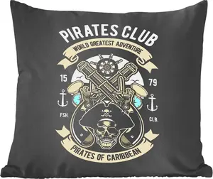 Декоративная подушка , диванная подушка, декоративная подушка для гостиной, 40x40 см, пиратская - пушка - ретро - рисунок - фотоподушка - украшение для спальни MuchoWow
