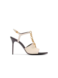 Кожаные босоножки Sync на каблуке Balmain, бежевый