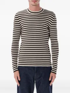 Футболка с длинными рукавами и полосатым узором Prada, белый