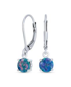 Круглые серьги-подвески с искусственным опалом, застежка-рычаг, серебро 925 пробы, 8 мм Bling Jewelry, Dark blue