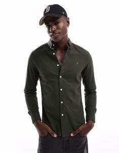 Рубашка Oxford с длинными рукавами цвета хаки Brewer Farah