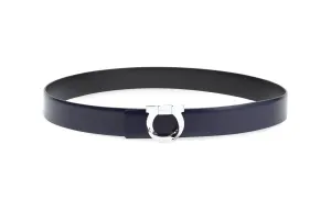 Gancini реверсивный пояс из телячьей кожи Ferragamo, синий/черный-box/dust bag random shipment