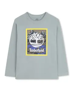 Детская футболка зеленого цвета из хлопка Timberland