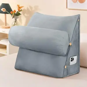 Подушка для чтения клиновидной формы с регулируемой поддержкой шеи и спины, подушка для спины дивана и кровати, изголовье, подушка для поясницы, темно-серая Topchances