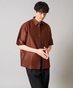 Рубашка с широким силуэтом и жаккардовым узором в горошек Avv, цвет Brown