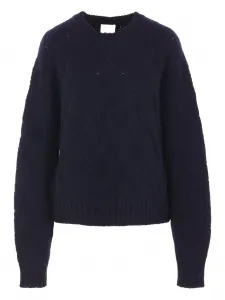 Вязаный шерстяной свитер с ромбовидным узором ALLUDE, синий