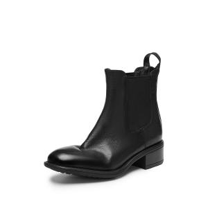 Женские короткие челси на каблуке 4 см Staccato, черный (Fleece-Lined)