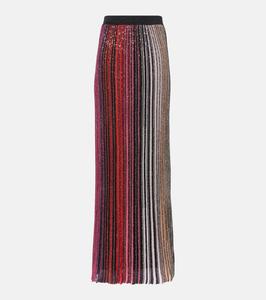 Юбка макси из ламе в полоску с пайетками Missoni, Red And Black Tones