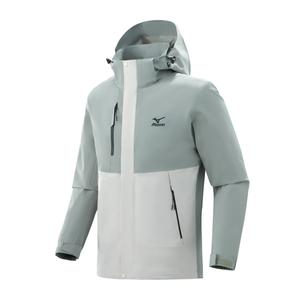 Горный универсальный летний альпинистский походный термо ветровка куртка Unisex водонепроницаемая ветрозащитная Mizuno, зеленый/светло-коричневыйсерый